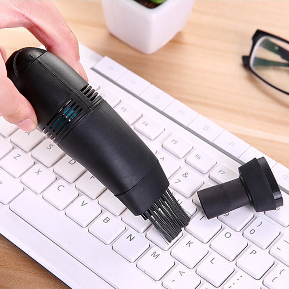 Mini USB Keyboard Cleaner Vacuum Office Computer PC Laptop Dust Clean Computer Keyboard Vacuum Cleaner Brush Dust Cleaning USB: black