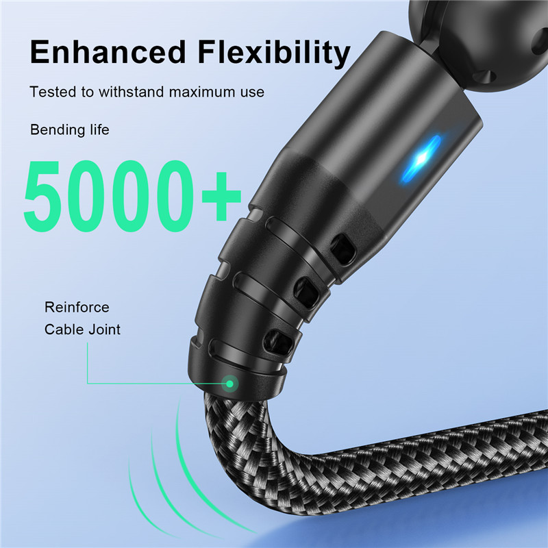 Kabel magnetyczny 5A Obrót o 540 stopni Kabel do szybkiego ładowania typu C Kabel do ładowania magnetycznego Micro USB Przewód do transmisji danych telefonu do iphone'a Xiaomi Samsung