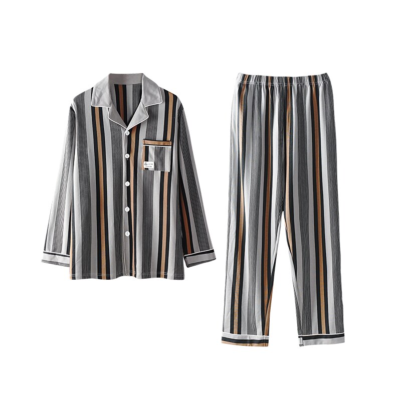 Pyjama homme M-4XL coton, vêtements de nuit, rayé, ensemble 2 pièces, hiver, 100%