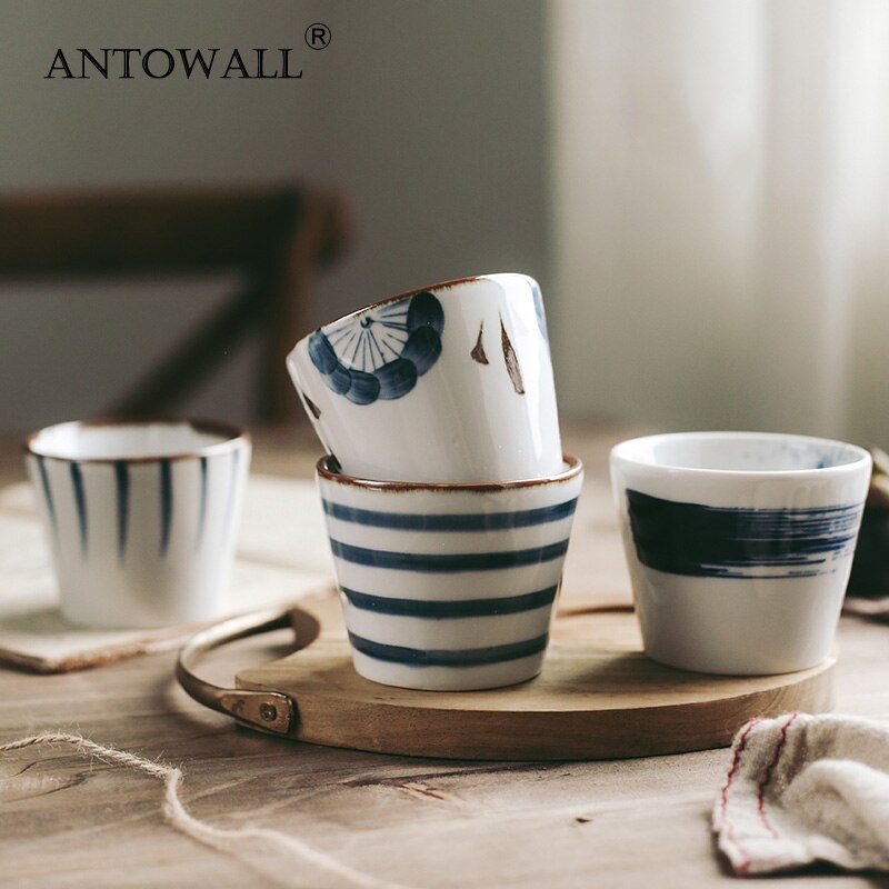 Antowall japanilaiset allelasitetut teekupit kaupalliset japanilainen keittiö ravintola kupit tuoreet kupit käsinmaalatut 200ml kuppia