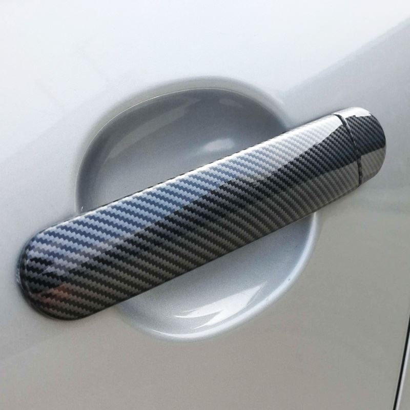 Cubiertas de manija de puerta de coche, accesorios de pegatinas de estilo para Seat Leon MK2 1P FR + Cupra 2006 ~ , de fibra de carbono cromado