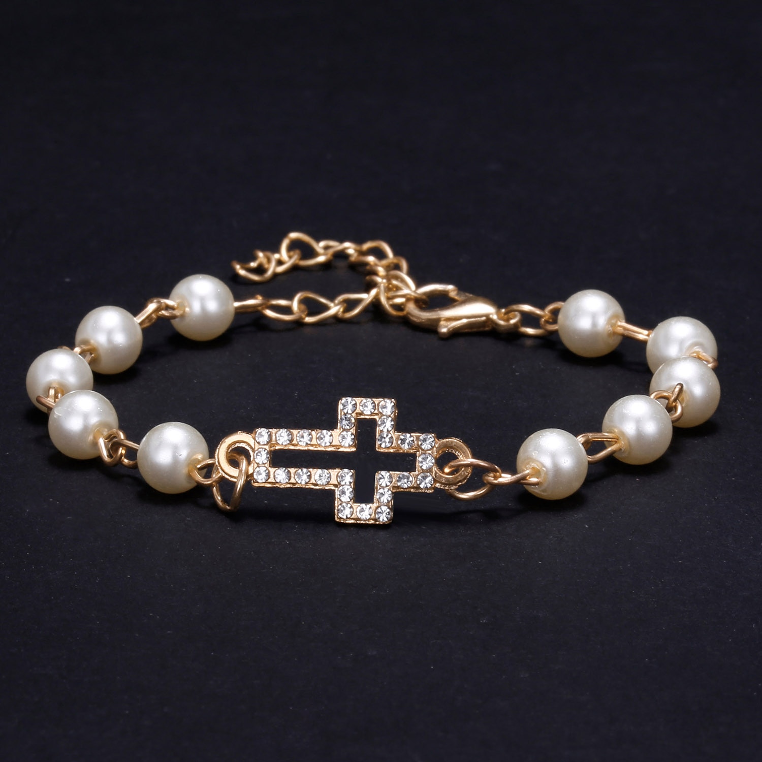 Pulsera geométrica hueca de oro para mujer, cadena de eslabones con diamantes de imitación, corazón redondo, Margarita, de joyería, 1 unidad