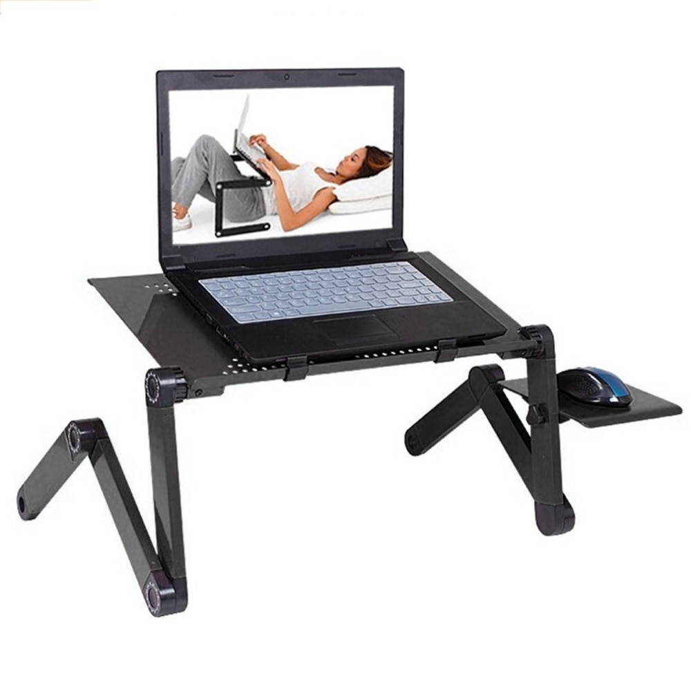 360 Degree Foldable Computer Desk Portable Adjustable Laptop Notebook Lap PC Folding Desk Table Vented Stand Bed Tray