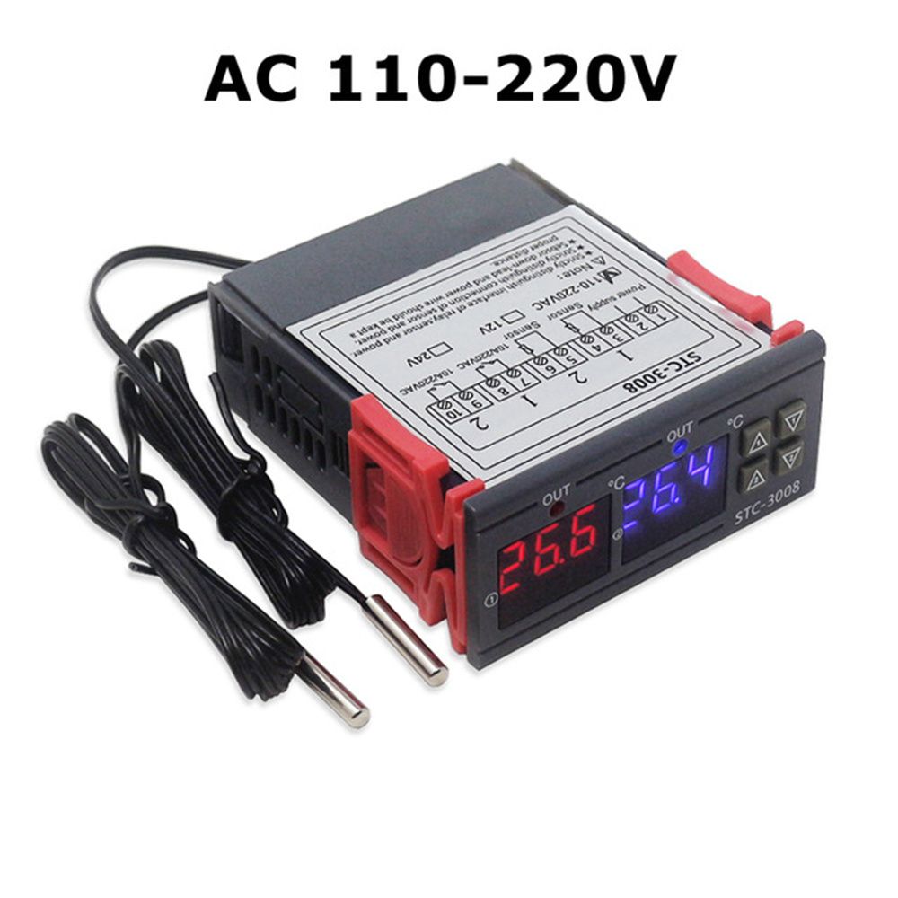 STC-3008 KT99 Dual Digital Temperatur Regler Zwei Relais Ausgang 12V 24V 220V Temperaturregler t Mit Heizung Kühler: 110-220V