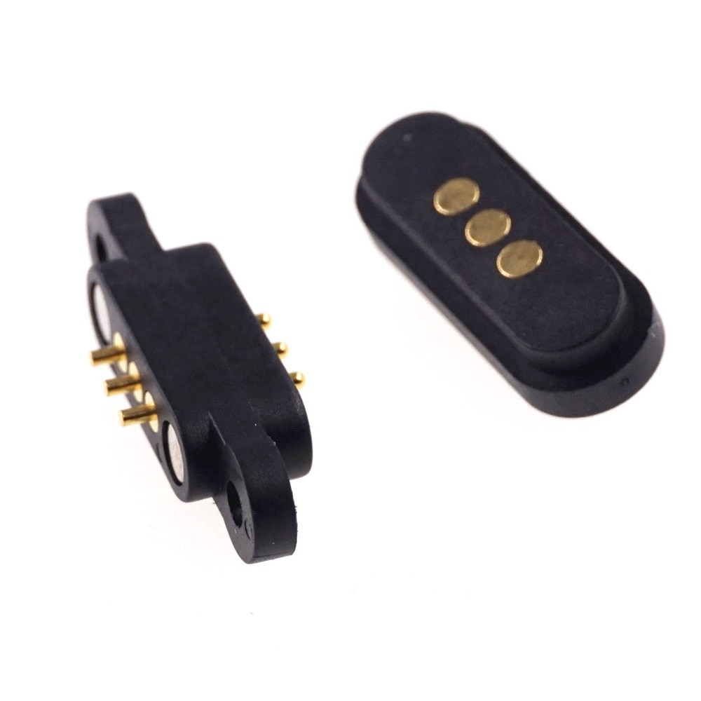 5 Pairs Spring Loaded Pogo Pin Connector 3 Pin 2 Pairs Magnets 3 P Pitch 2.3 mm Through Holes PCB solder Male Female Probe