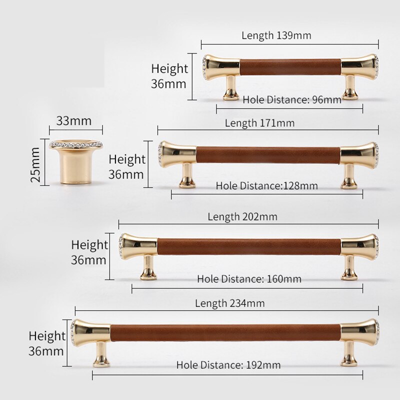 KAK Luxury Gold Door Handle with Crystal Diamond Bedroom Kitchen Cabinet Handles Door Pulls Furniture Handle Door Hardware