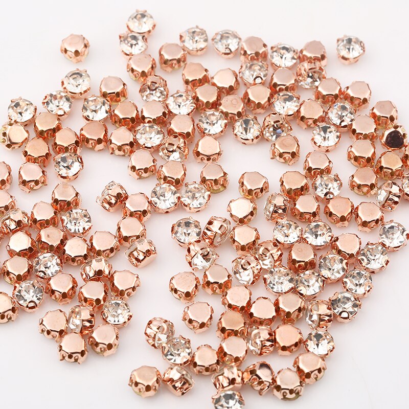 RESEN 6mm 100pcs Naaien Klauw Strass Rose Gold Base Glas Naaien Accessoires Stones 3D Naaien Voorkomen Krassen trouwjurk