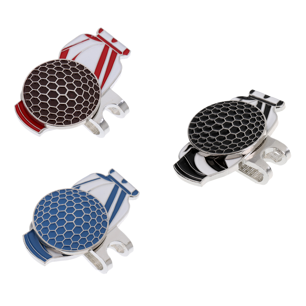 Sort / rød / sølv magnetisk hatteclips med golfboldmarkør - med magnetpind på off-golf taske til golfelskere