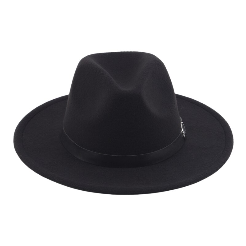 Men Fedoras Women's Jazz Hat Summer Spring Black Woolen Blend Cap Outdoor Casual Hat: Black