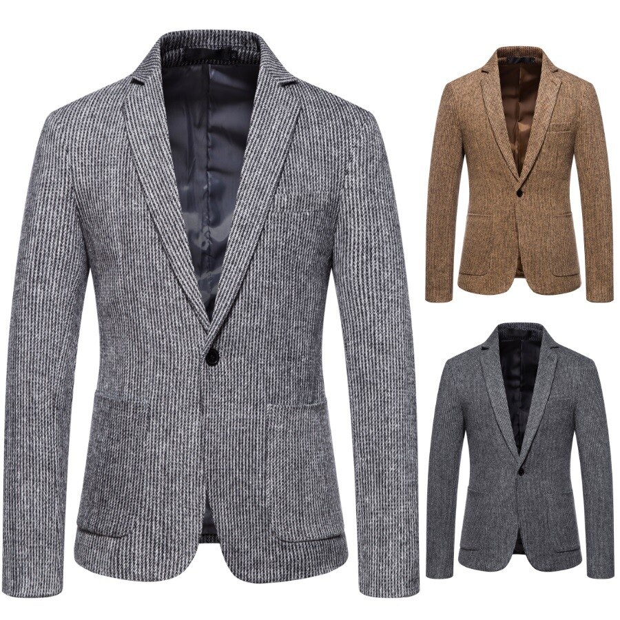 2022 nowa jesienna i zimowa moda męska solidny kolor garnitur koreańskiej wersji slim garnitur w stylu business casual wełniany płaszcz mężczyzn