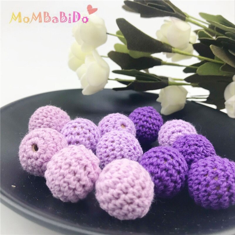 16-20mm Baby Ronde Houten Kralen Gehaakte Kleur Mix Bal 50 Stks Hout Bijtring Decoratie Rammelaar Toy accessoires Beste