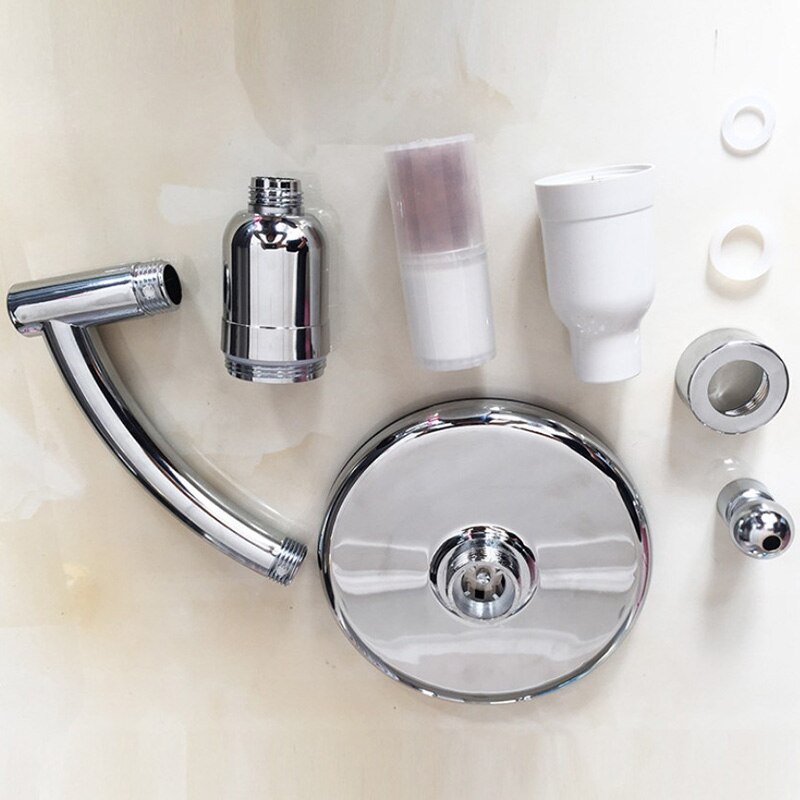 Shower Head Filter Water Hand Shower Bathroom Shower Head Set Rain 6 inch Top Spray Water Heater Pressurized Negative Ion Nozzle