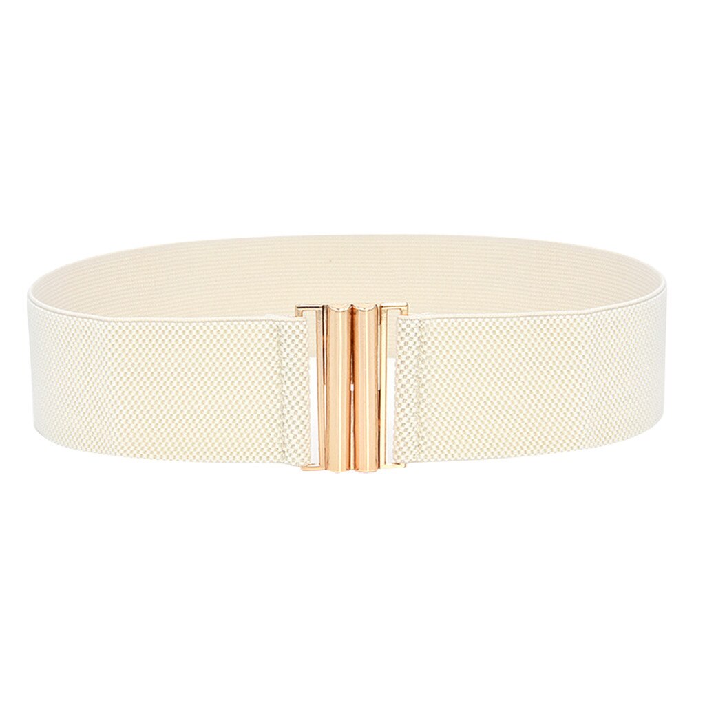 Wide Elastic Belt Lady Wide Belts Women Wide Elastic Belt Buckle Waist Dress Stretch Adornment For Women Waistband #Y7: Beige 