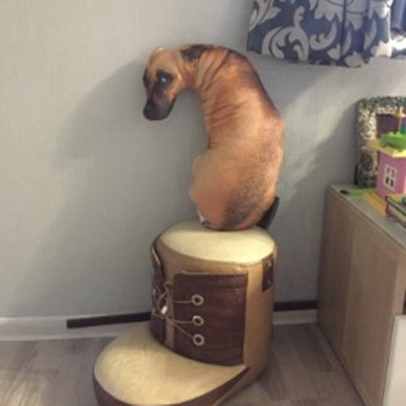 3D Leuke Bocht Hond Gedrukt Sierkussen Levensechte Dier Grappige Hond Hoofd Cosplay Kinderen Favoriete Speelgoed Kussen Voor Thuis