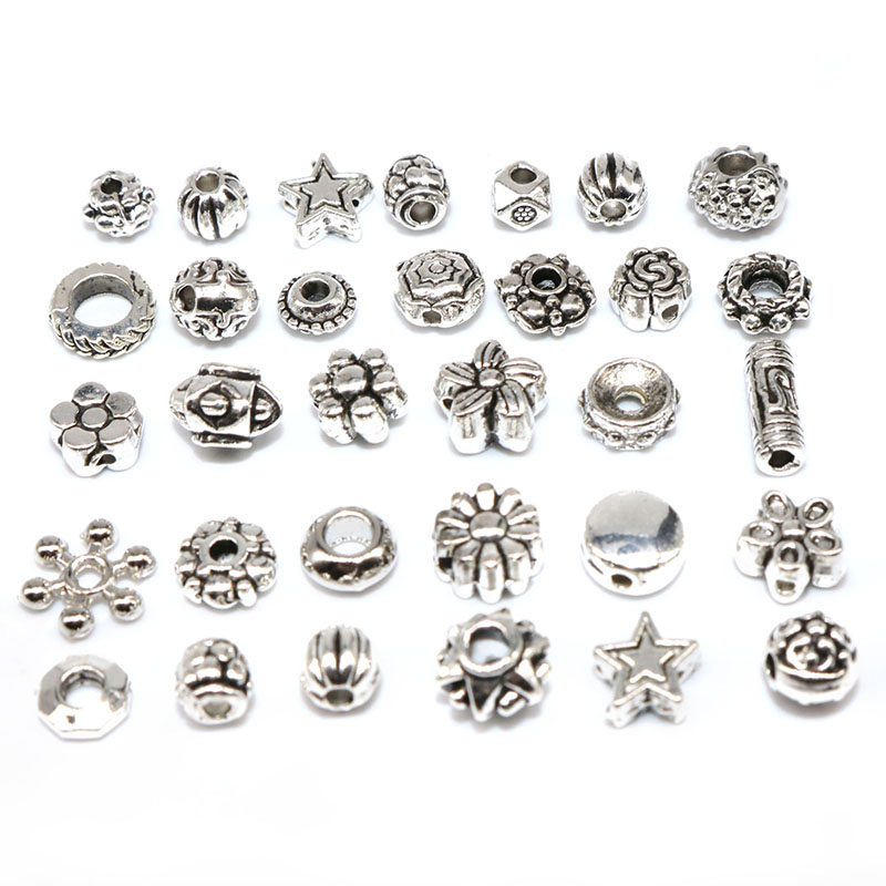 100pcs/lot Tibetan Silver Color small Beads Metal Beads Loose Beads Bracelet for Jewelry Making