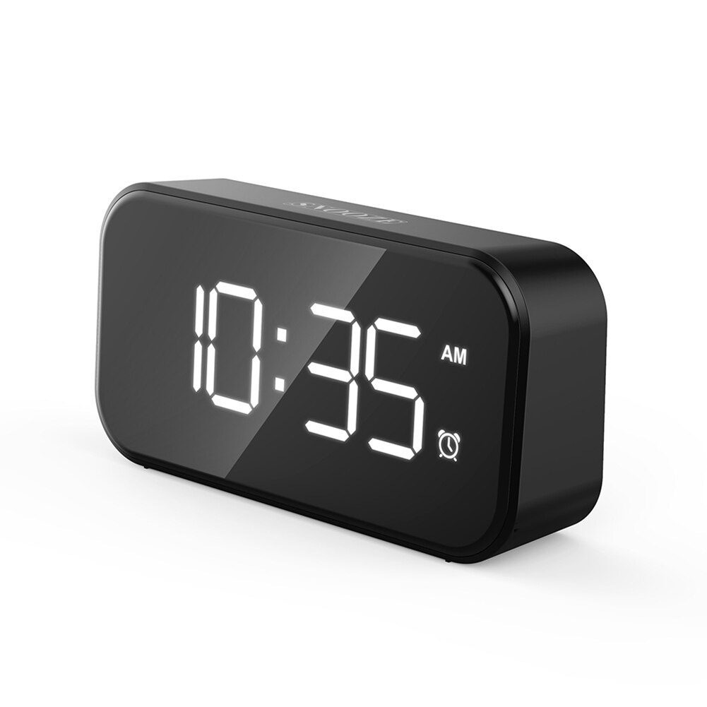 Multifunction Snooze Desk Clock Digital Table Alarm Clock Snooze LED Clock Large Number Rectangle Desktop Clock: White