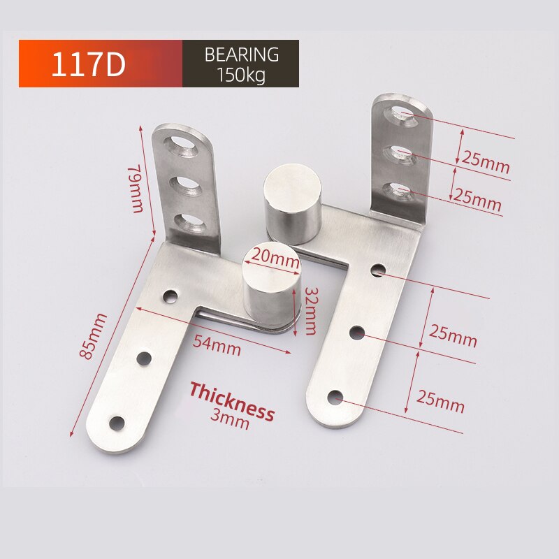 BETOCI Stainless steel 360 degree revolving door hinge up and down revolving shaft hinge invisible furniture bearing 150kg: 117D