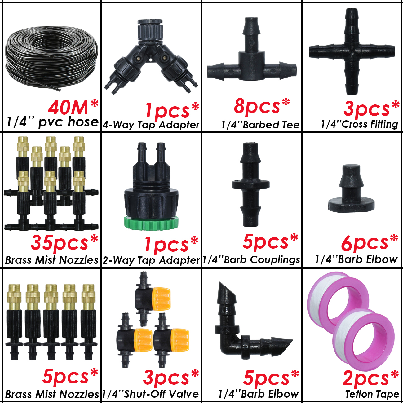 KESLA 5M-30M Gartenbewässerung draussen Beschlagen Kühlsystem Bewässerung 1/4'' Durcheinander Zerstäuberdüsen 4/7mm Schlauch Terrasse Gewächshaus: Grün
