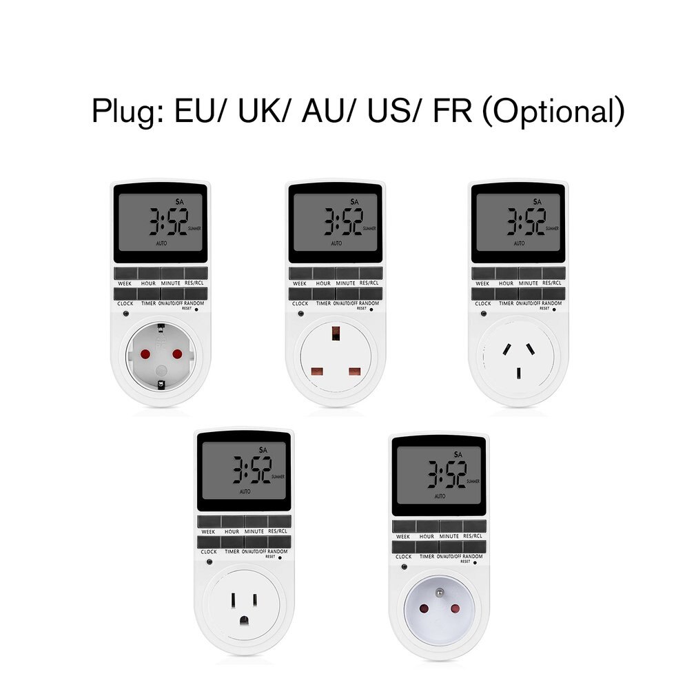 Large LCD Display Programmable Weekly Digital Smart Timer Switch Outlet Plug Timing Socket Countdown for Kitchen