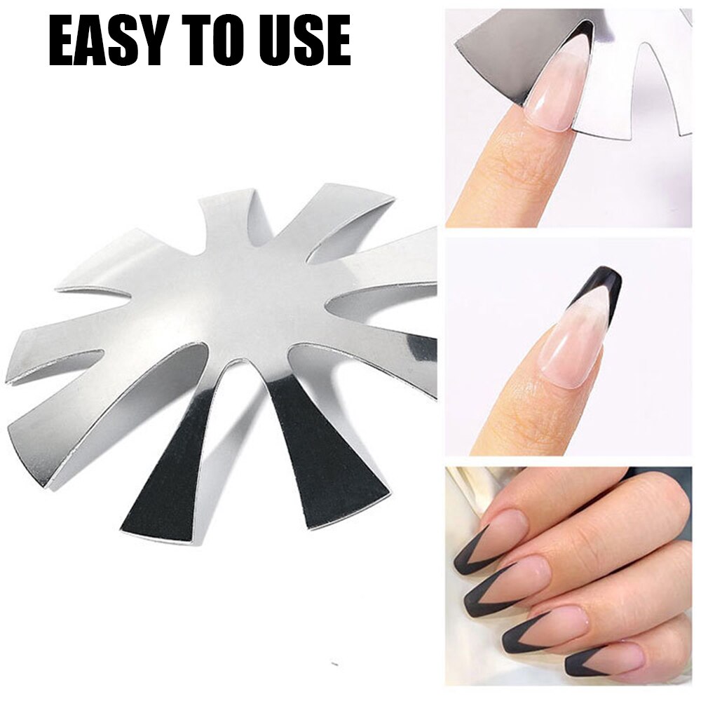 Pro 9 størrelse mandel form tips manikyr kanttrimmer easy french smile cut v line fransk spiker cutter akryl rosa hvit verktøy