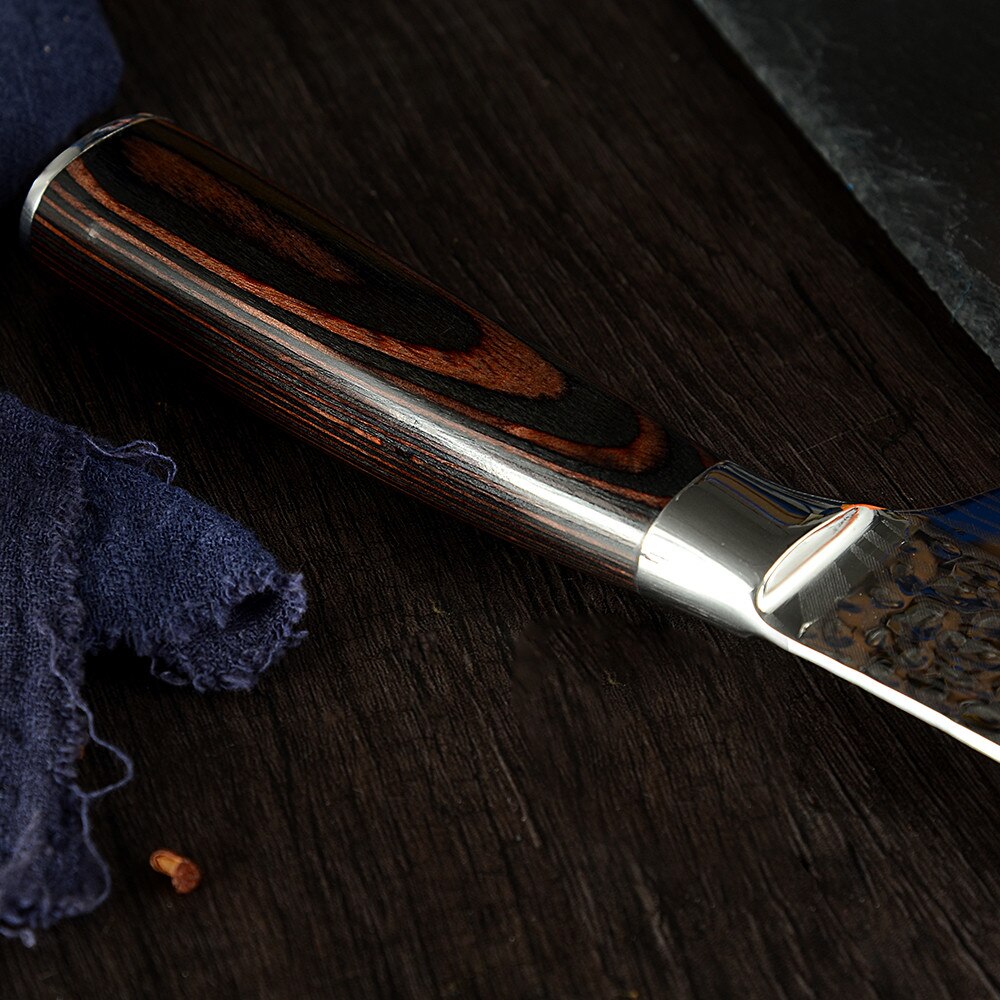 Nakiri kitchen Knife Stainless Steel Cleaver Knife 7 inch Japanese Cutter Anti-stick Damascus Vein Knife Sheath Cover Edge Guard