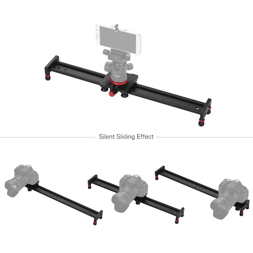 Andoer 20/16/12 inch Aluminium Camera Track Slider Video Stabilizer Rail voor Cellphone/DSLR Camcorder DV Film Fotografie
