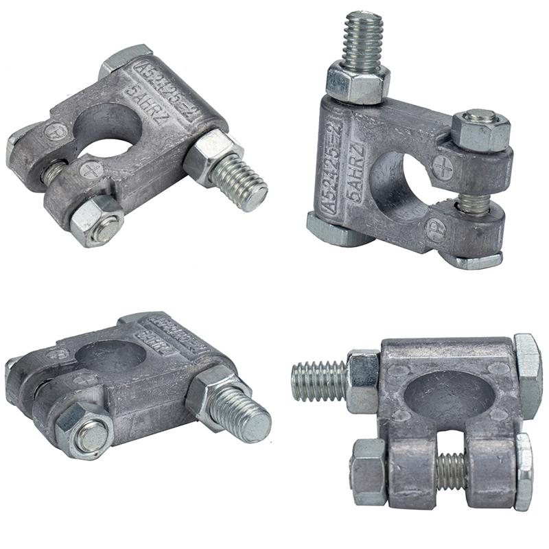 Lead Car Battery Terminal Set Clamp Clip Positive Negative Connector Heat Shrink Tubes Wire Terminals With Cleaning Brush