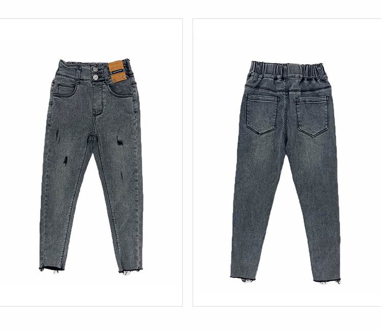 Ripped Jeans for Girls 810 years Skinny Pants Grey Blue Jeans for Teenage Girl