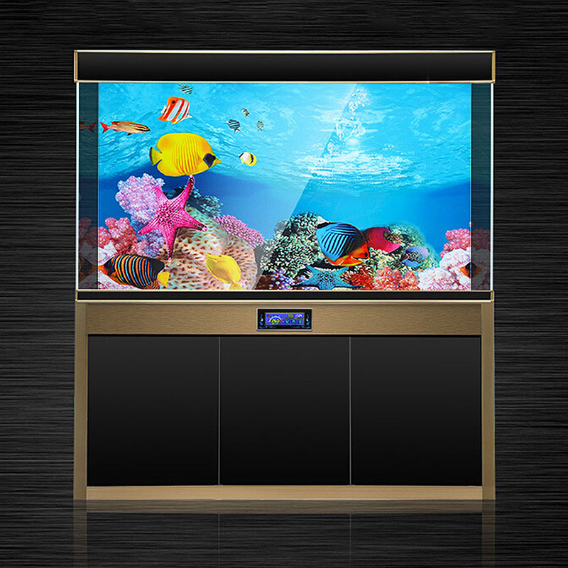 Fish Tank Background HD 3D Drawing Aquarium Glass Wall Background Drawing Double Sides Decorative Sticker