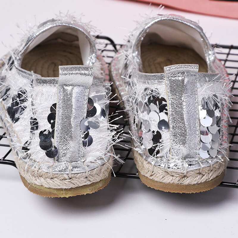 printemps plat pêcheur chaussures femme sequin décontracté simple sauvage chaussures pour femmes.