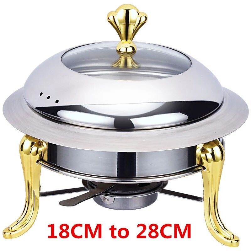 Golden Stainless Steel Alcohol Stove Household Commercial Removable Small Chafing Dish Solid Fuel Boiler Cooking Pots