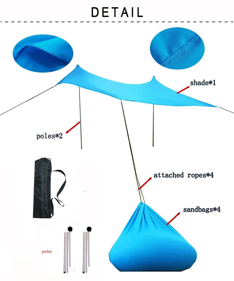 Tente pare-soleil de plage en Lycra UV50 +, abri solaire d'extérieur, 210x170x150cm, été