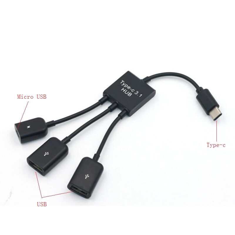 Three-In-One Micro OTG USB Port Adapter Cable Game Mouse Key Conversion Cable For Android Tablet PC USB Flash Drive Card Reader: Type-c Hub