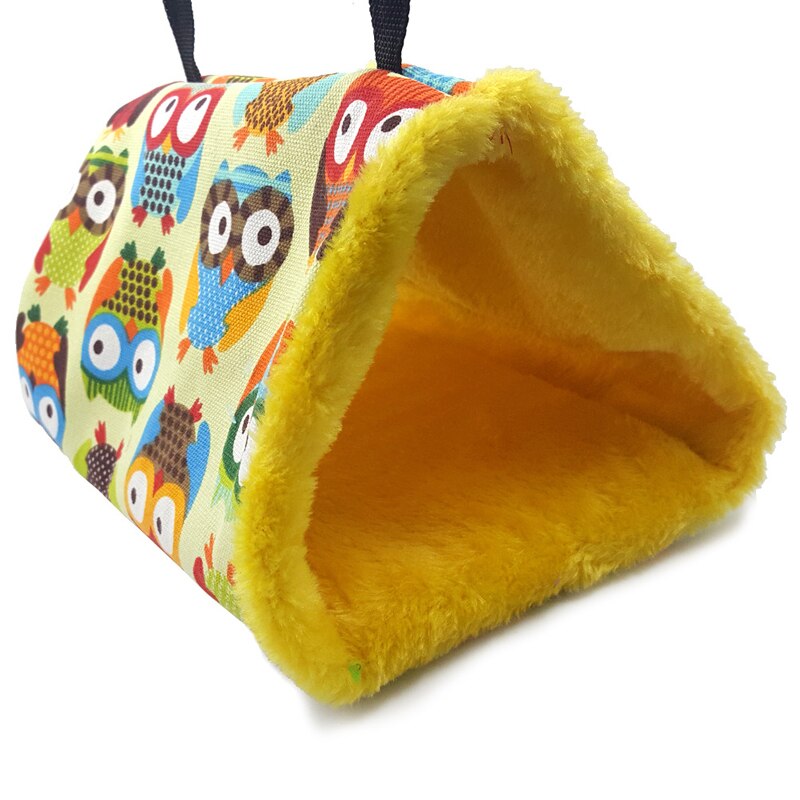 4 Colors 3 Size Warm Flufffy Three Corner Parrot Hamster Sugar Glider Hammock Cage Small Pet Squirrel Hanging Sleeping Bed