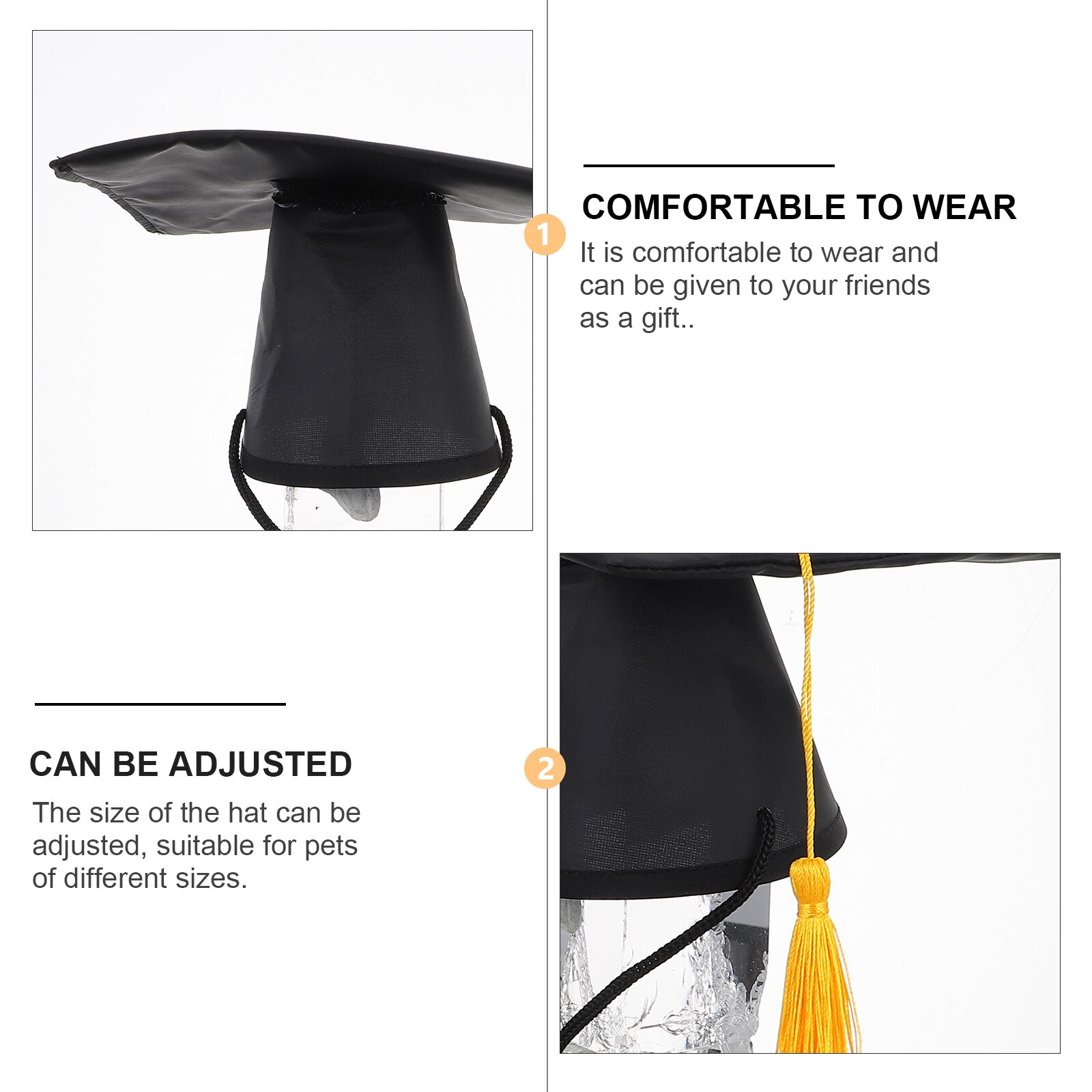 1 Juego de sombrero de graduación de perro, traje de toalla de Saliva de graduación para