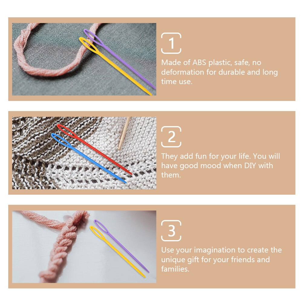 1000Pcs Hand Sewing Needles Plastic Sweater Needles Knitting Supplies (Random Color)