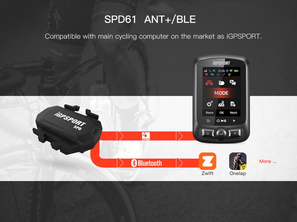 IGPSPORT bicicleta Sensor de velocidad SPD61 ANT + BT bicicleta de carretera inalámbrica ordenador cronómetro ajuste para iGS10 iGS50E iGS618