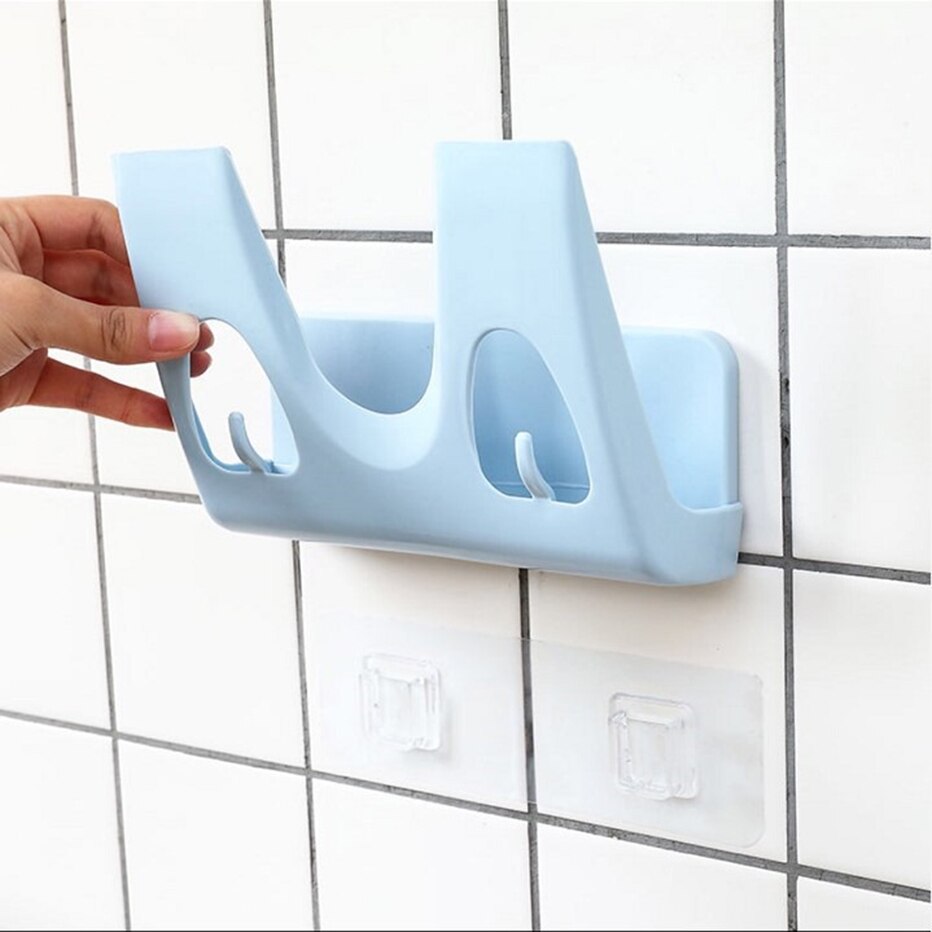 4Pairs Adhesive Hanger Wall Hooks Strong Suction Wall Storage Hooks Double-sided Pitcture Hanging Rack Power Strip Holder