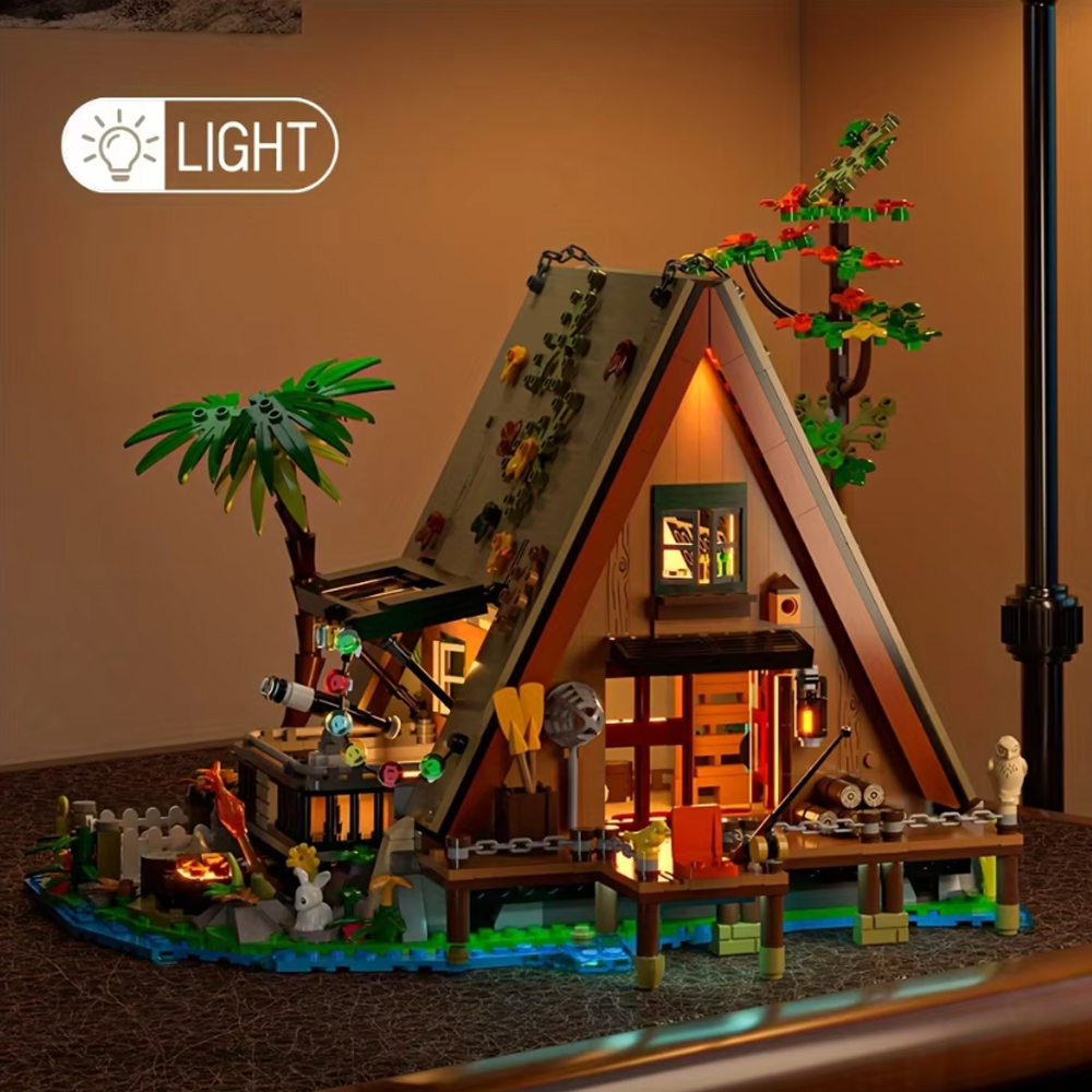 1486PCS Forest House building blocks with LED light Tree Cabin Display Set Buildable brick Kit for Nature Lovers Adults Kids