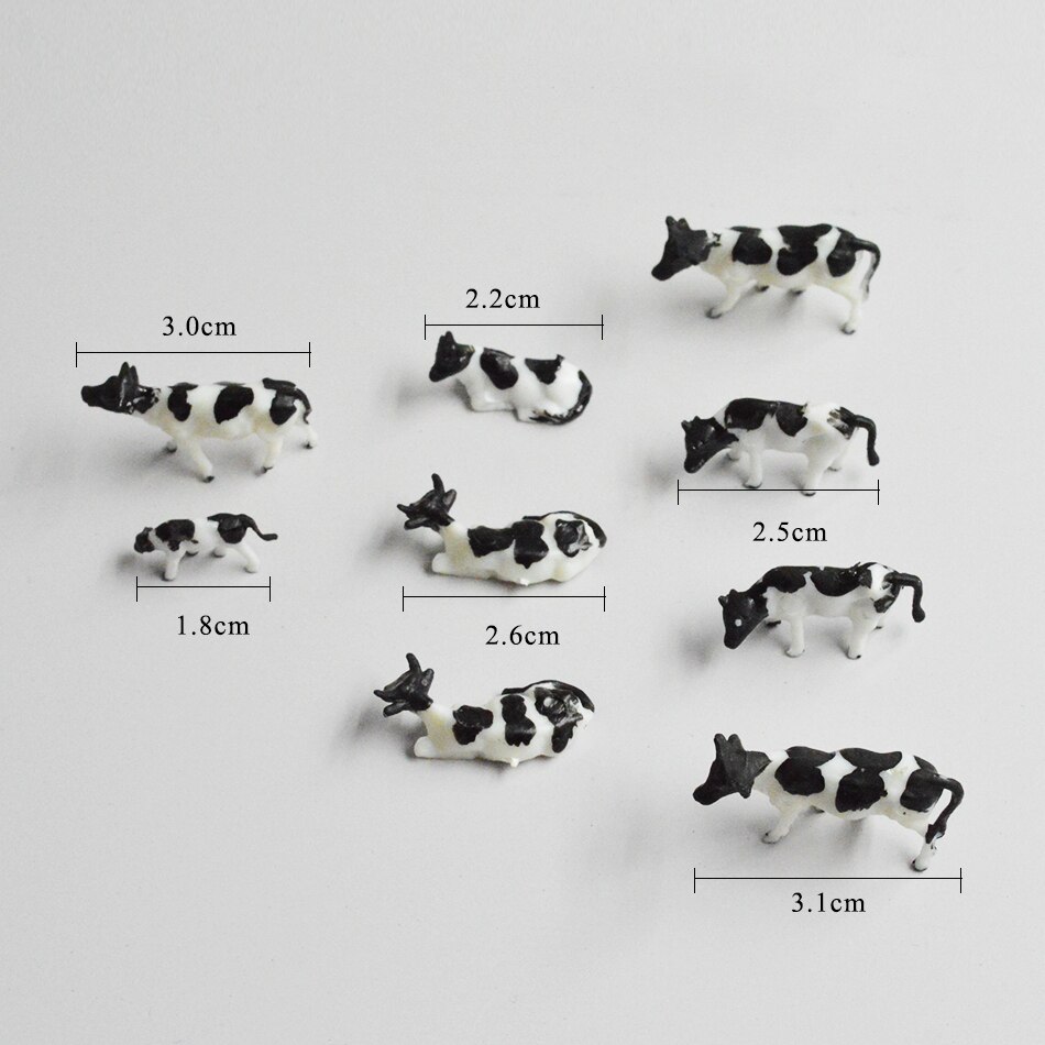 HO 1:87 Diorama Model Cows Horse Sheep Plastic Animal Toys DIY Model Making Sand Table Building Layout Farm Scene 10pcs/lot