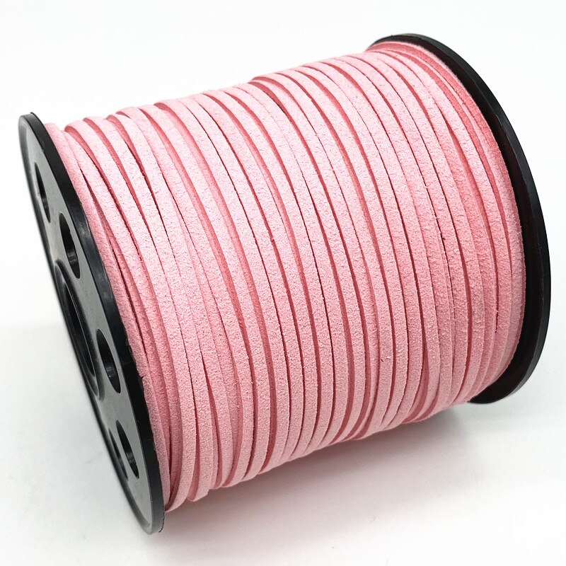 Cordón plano de gamuza trenzada de imitación, cuerda de rosca hecha a mano de cuero de terciopelo coreano de 5 yardas y 3mm para DIY, suministros de joyería # Ro