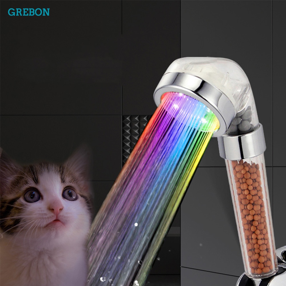 Color Changing Temperature Control led hand shower head water Saving Rainfall Bathroom Anion Automatic Light high pressure filte