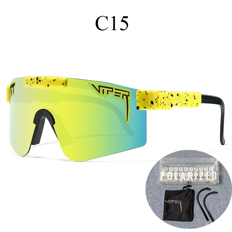 PIT VIPER-gafas de sol polarizadas para ciclismo, lentes de sol para bicicleta de montaña, con funda, UV400: C15