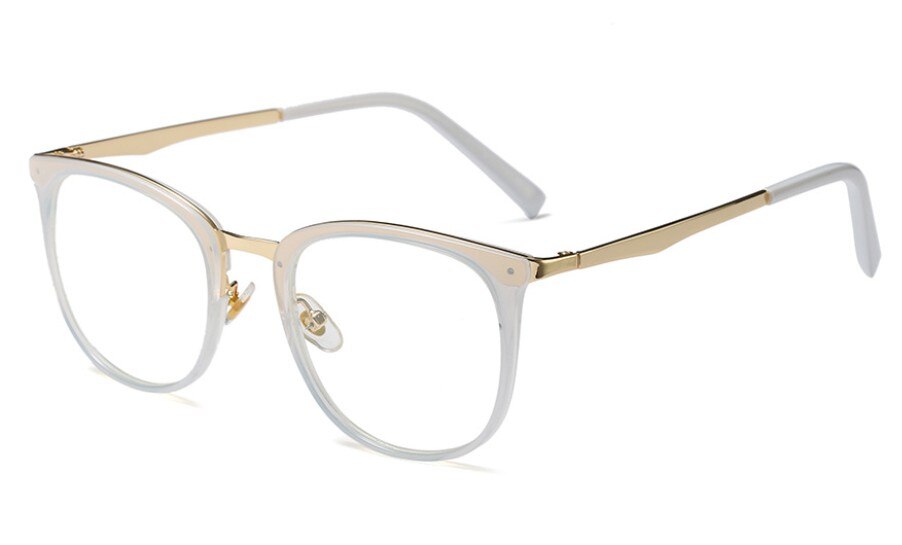 45535 Dames Vierkante Metalen Bril Frames Vrouwen Optische Brillen Mode Brillen Computer Bril: C5 white clear
