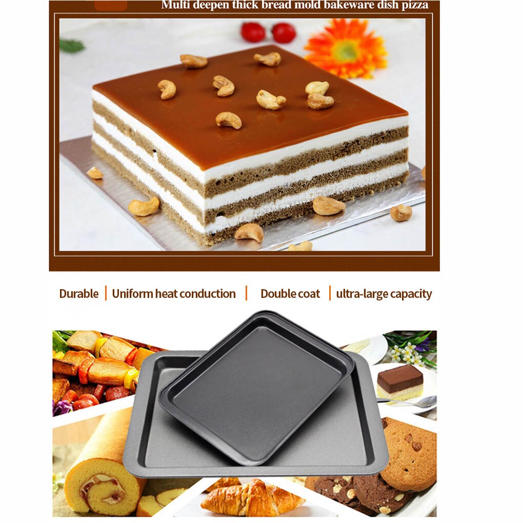FenKicyen Stainless Steel Bakeware Rectangle Cake Baking Pans Cookie Biscuit Pastry Oven Tray Non-Stick Coating Baking Tray 1pcs