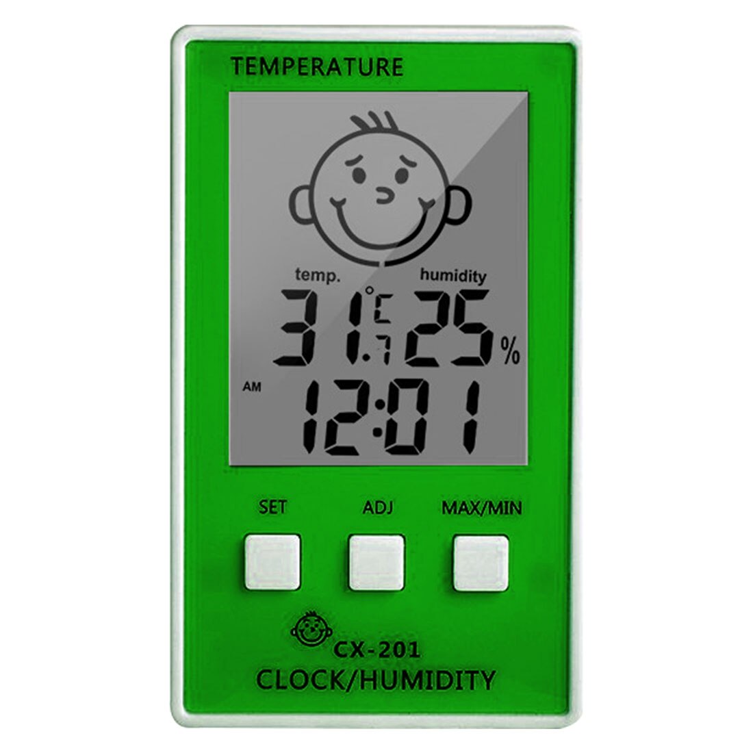 3 in 1 Digital Clock Temperature Hygrometer Logger Meter Thermometre Higrometre Indoor Thermometer for Baby Room/ Bathroom: Green
