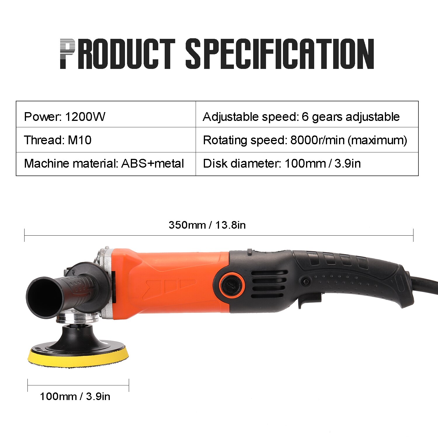 1200W 220V Adjustable Speed Car Electric Polisher Waxing Machine Automobile Furniture Polishing Tool polishing machine