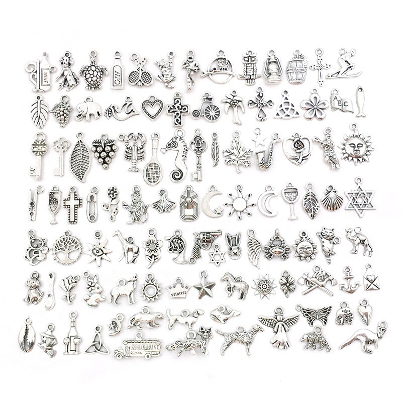 50 stk blandet mønster legering perler smykker tilbehør vedhæng diy håndværk leverer armbånd øreringe halskæde telefon indretning materialer: Blandet 05