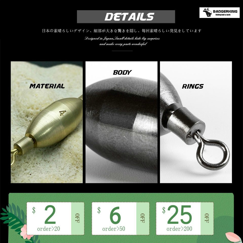 5pcs/ Lot Brass Swivel Weight Sinker connector replace the swivel and lead sinker in bobber or flaot fishing tackle accessories