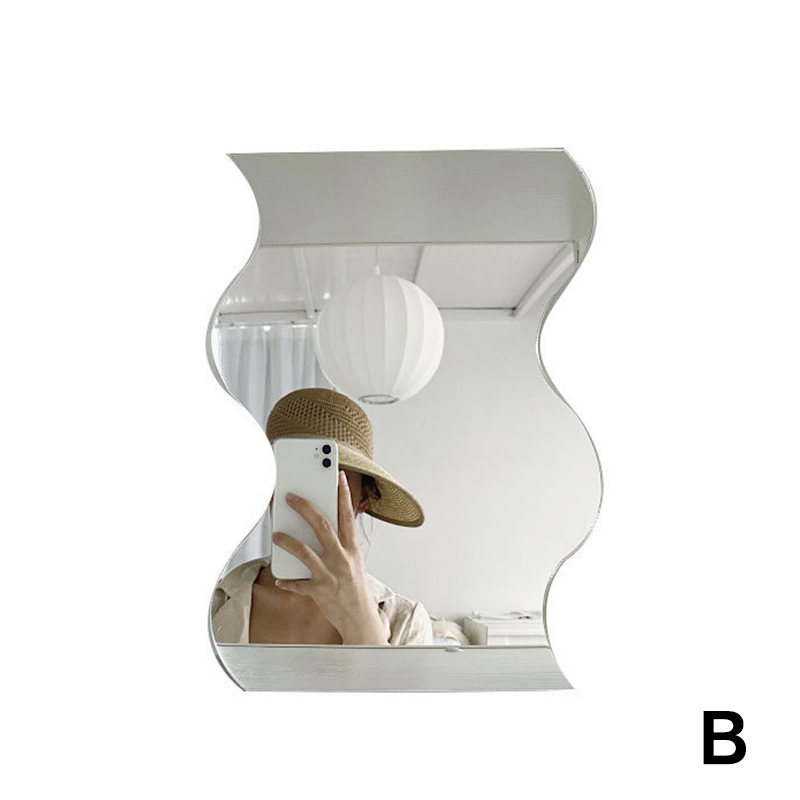 Clear Acrylic Mirror Irregular Edge Desktop Makeup Mirror Bedroom Decorative: b
